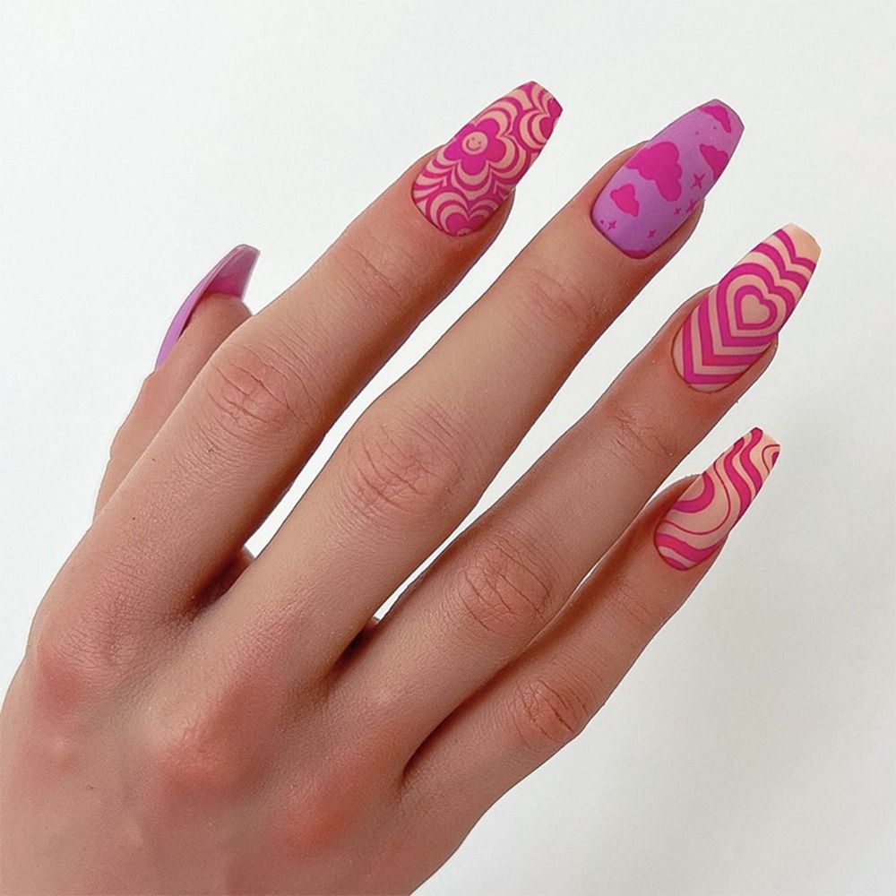 Ballet French Coffin False Nails - Orchid Unique
