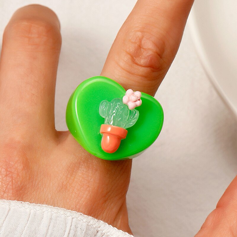 4Pcs/Set Colorful Sweet Acrylic Rings - Orchid Unique