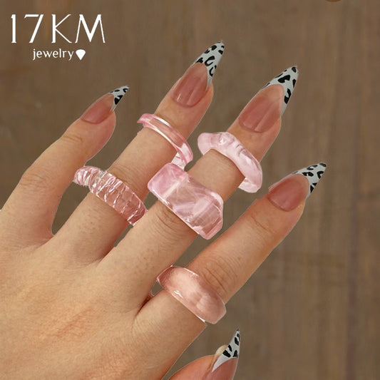 Colorful Transparent Resin Acrylic Rings Set - Orchid Unique