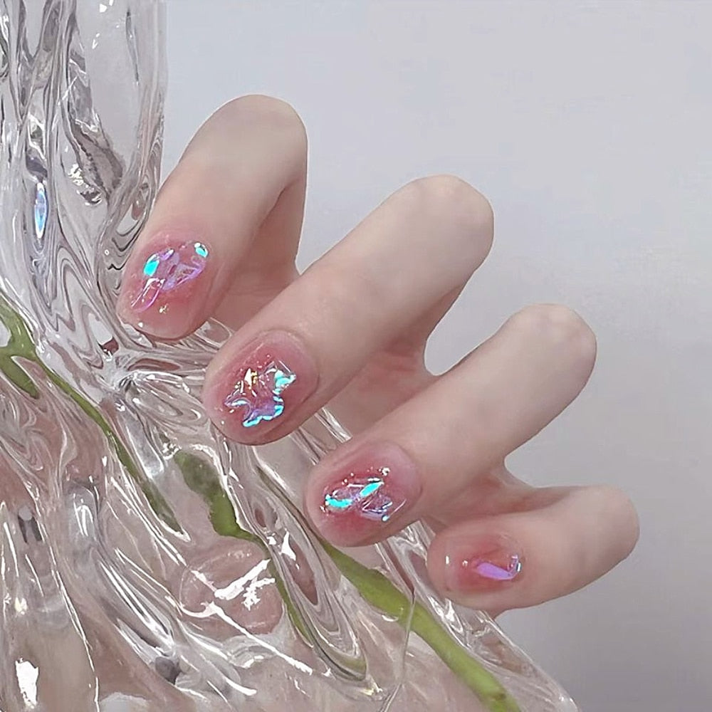 Short Fake Nails With Glue - Orchid Unique