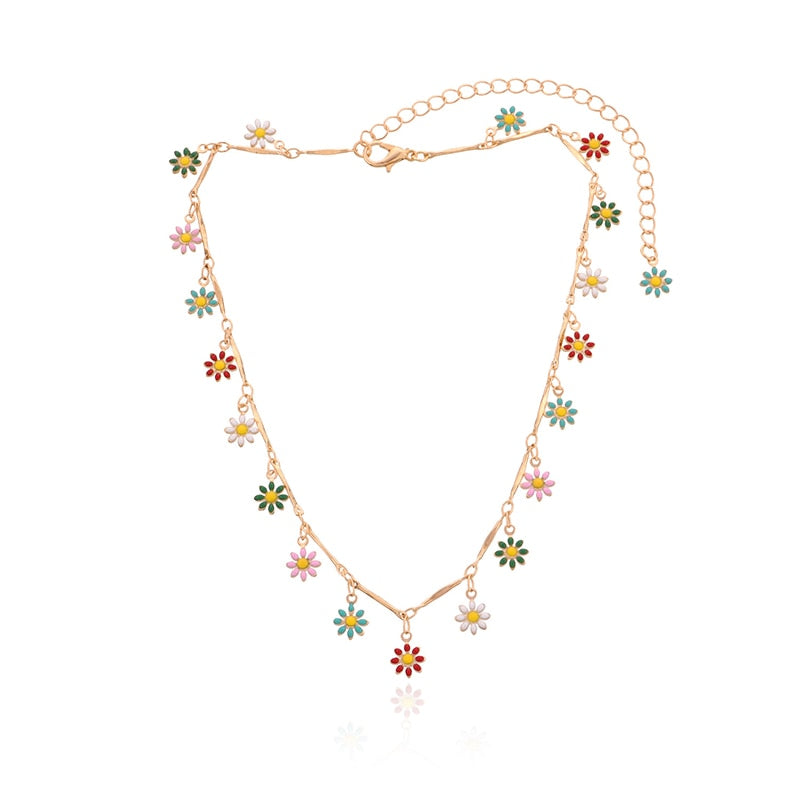 Handmade Colorful Daisy Necklace - Orchid Unique