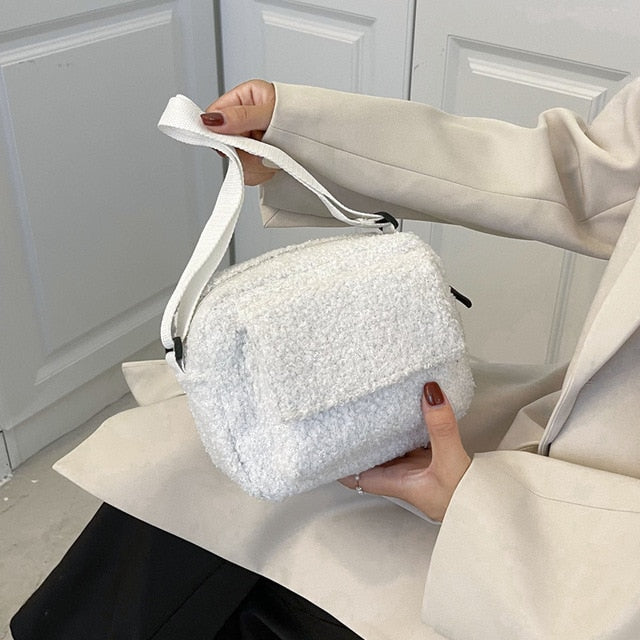 Fluffy Plush Fabric Mini Bag - Orchid Unique