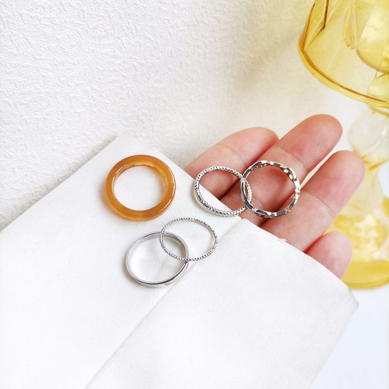 3pcs/set Acrylic Ring Set - Orchid Unique