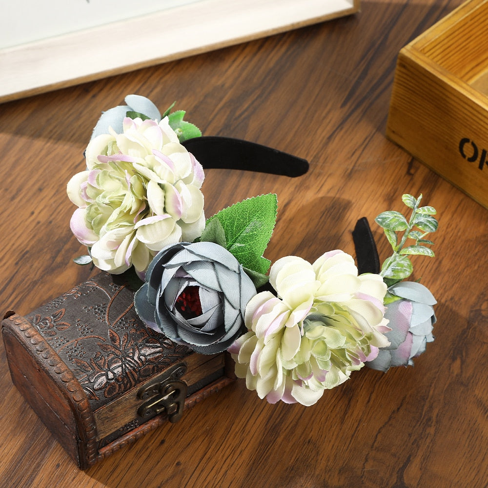 Haimeikang Colorful Flower Headband Fabric Princess Headdresses Girls Bride Headband Women Beach Wedding Hair Accessories - Orchid Unique