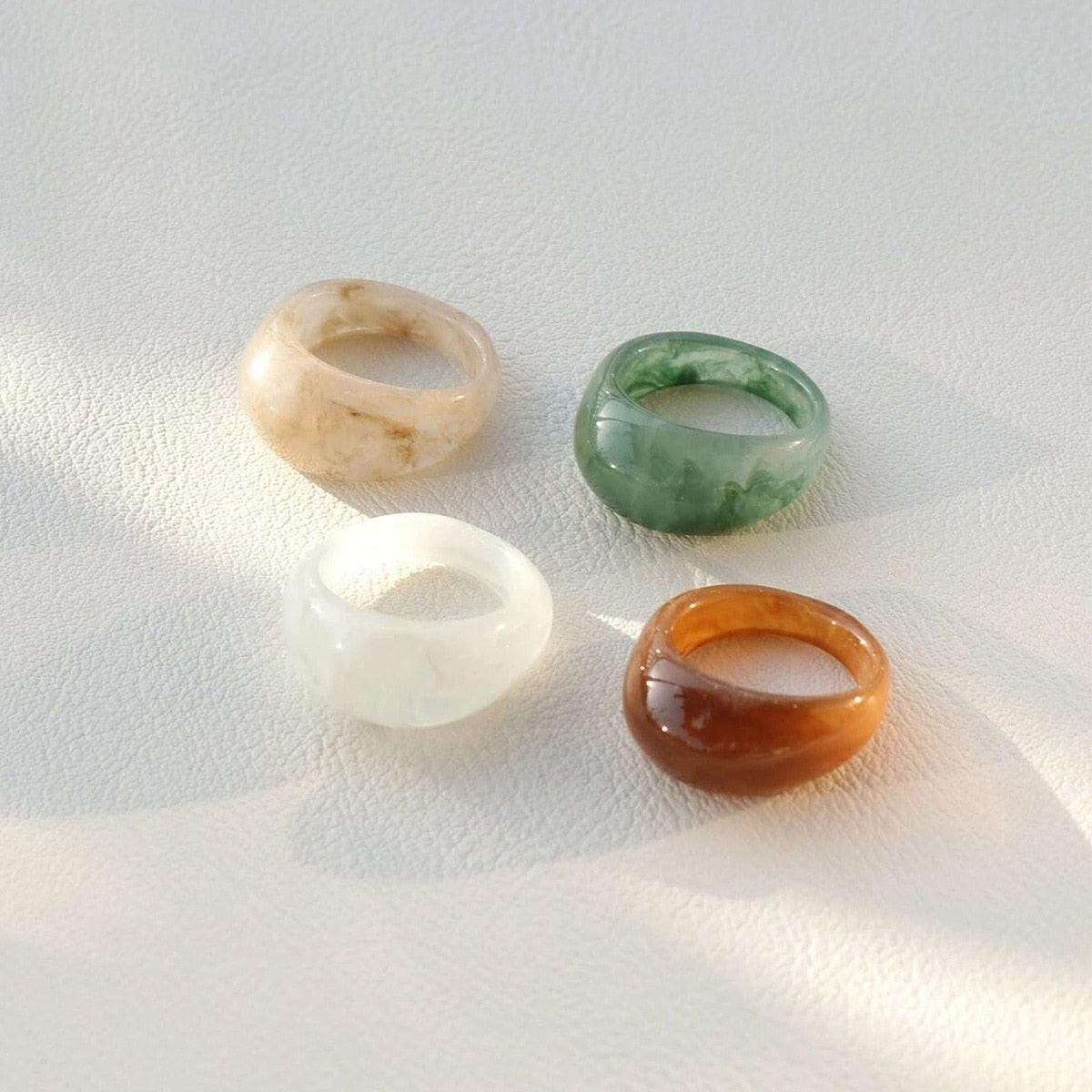 4Pcs/Set Colorful Sweet Acrylic Rings - Orchid Unique