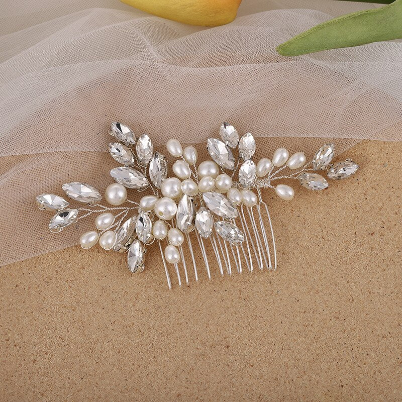 Wedding Hair Comb Pearl Hair Pins and Clips for Women Bride Rhinestone Headdress Bridal Hair Jewelry Accessories Fashion 2023 - Orchid Unique