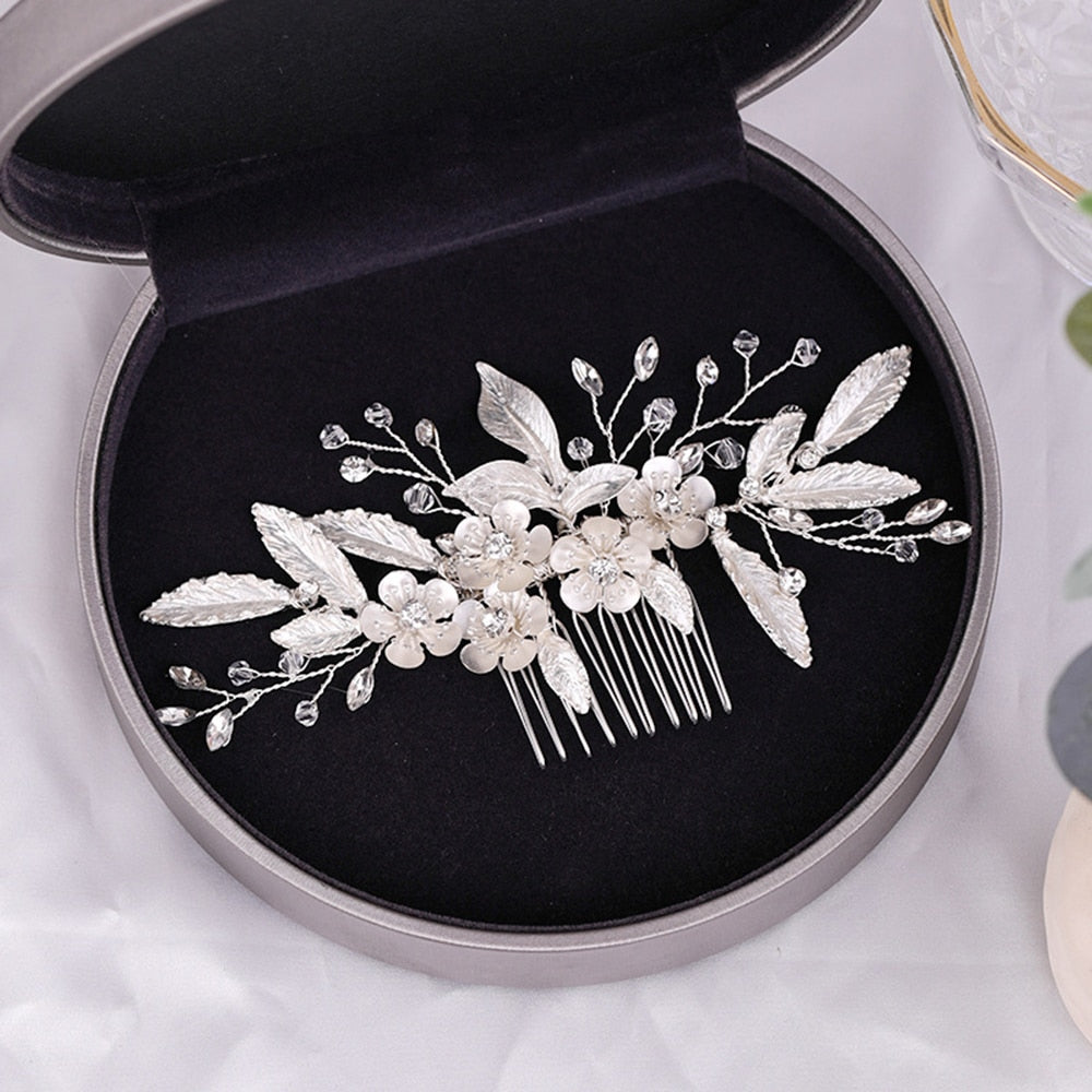 Rhinestone Bridal Hair Comb Pearl Tiaras - Orchid Unique