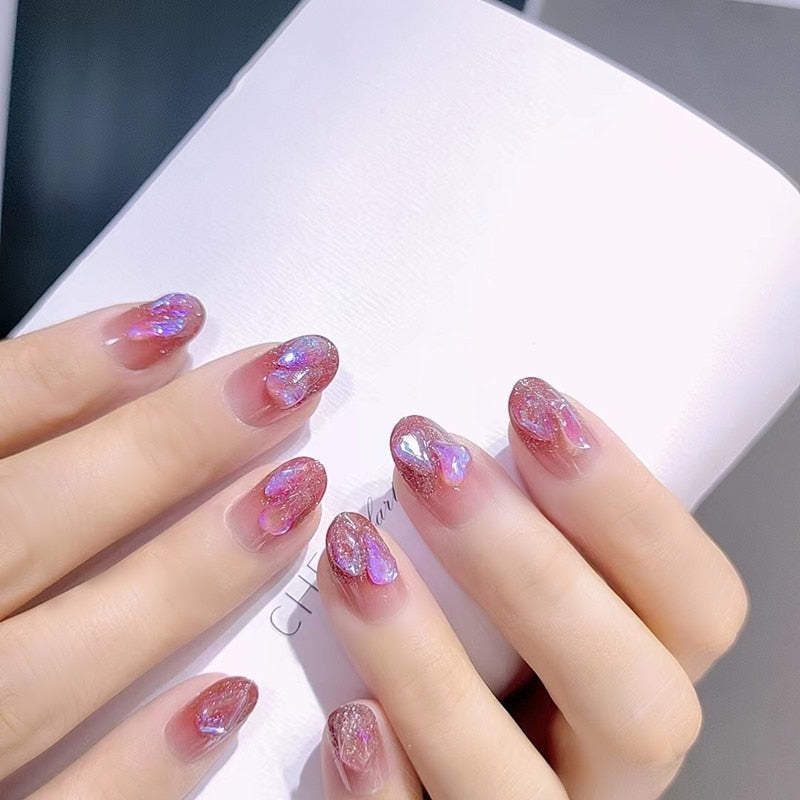 Mid-length Stiletto Nail Tips - Orchid Unique