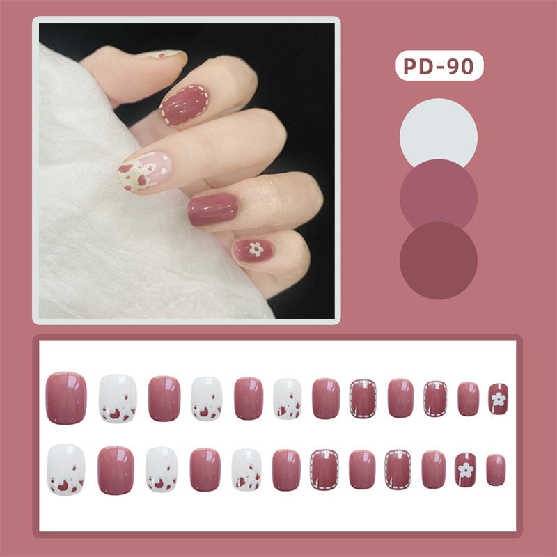 Short Wear Tips Nail False Patch - Orchid Unique