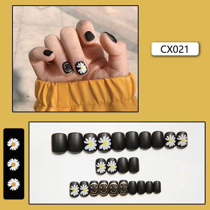 Short Reusable Fake Nails Press on - Orchid Unique