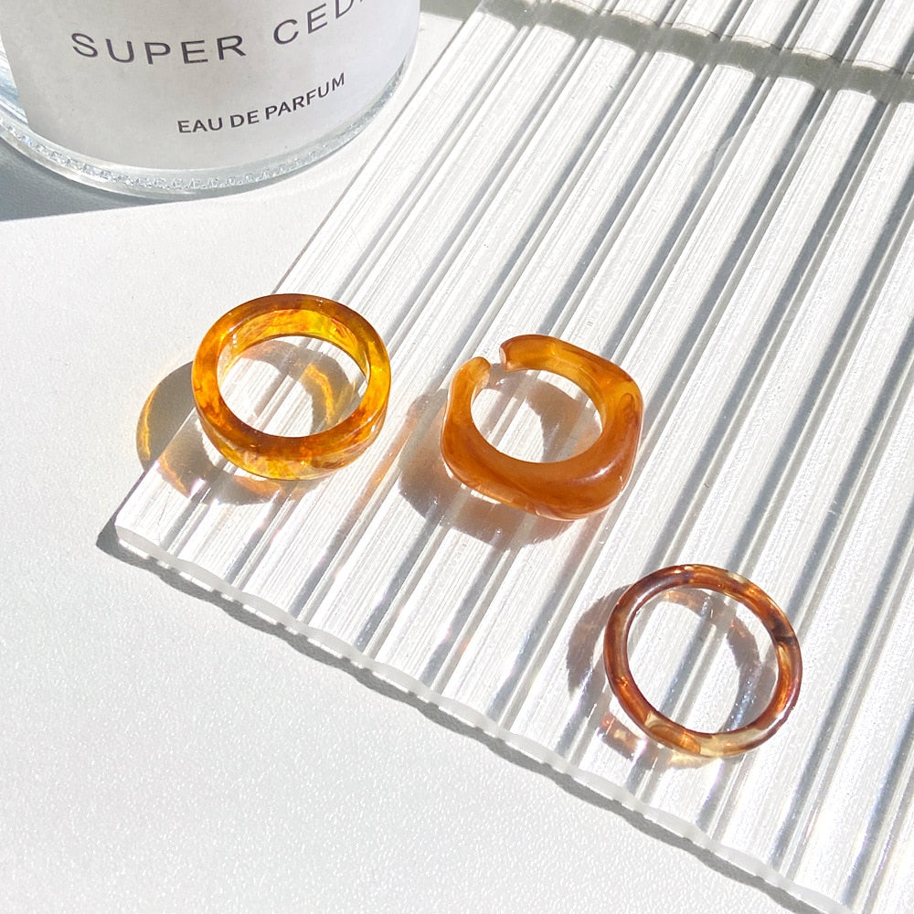 4Pcs/Set Colorful Sweet Acrylic Rings - Orchid Unique