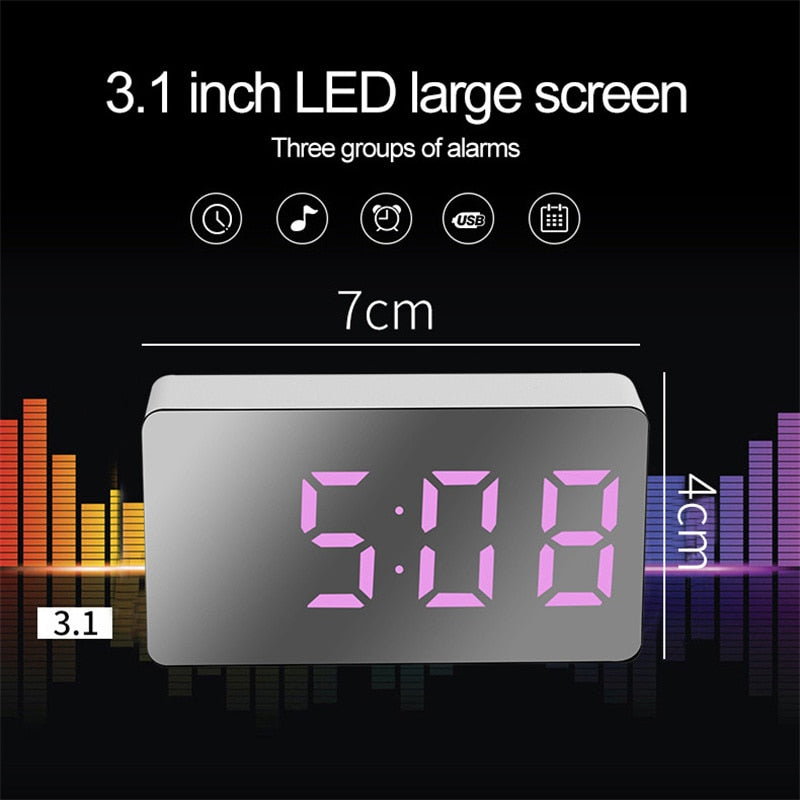 Mirror Table Clock Digital USB - Orchid Unique