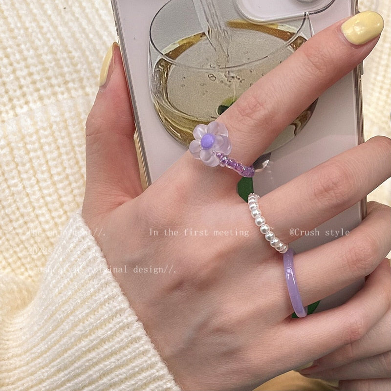 3pcs/set Acrylic Ring Set - Orchid Unique
