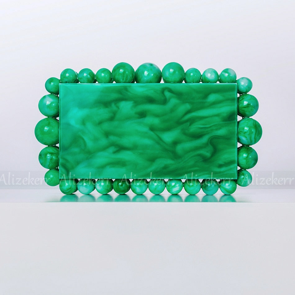 Women Clear Acrylic Box Evening Clutch Bags - Orchid Unique