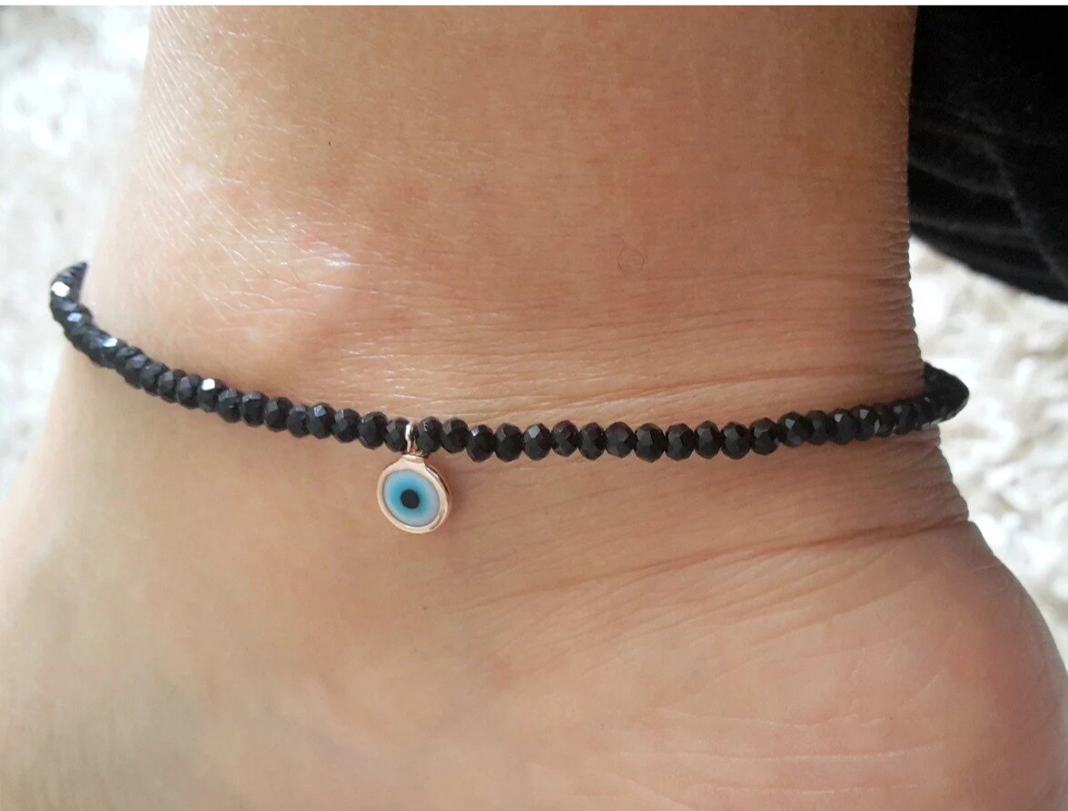 Chakra Gemstone & Lotus Charm Anklet - Orchid Unique