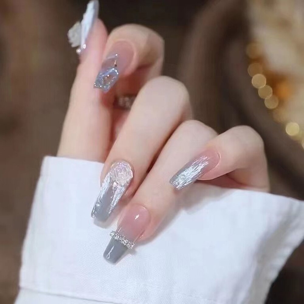 Short Fake Nails With Glue - Orchid Unique