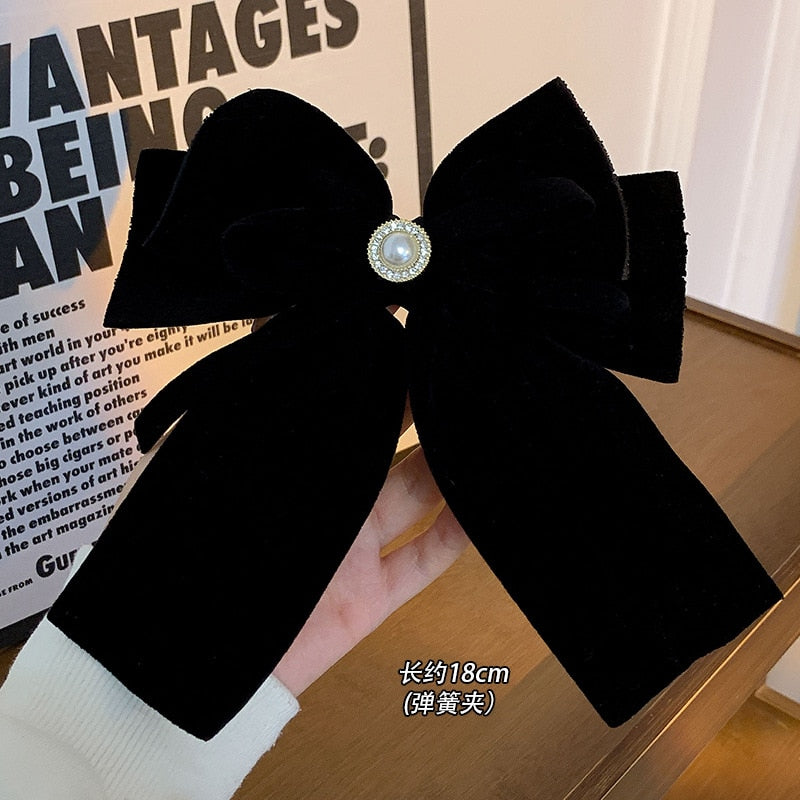 New Black Velvet Bow Hair Pins Elegant Fabric Alloy Roses Hair Clips for Women Fashion ponytail Barrette Heawear Accessories - Orchid Unique
