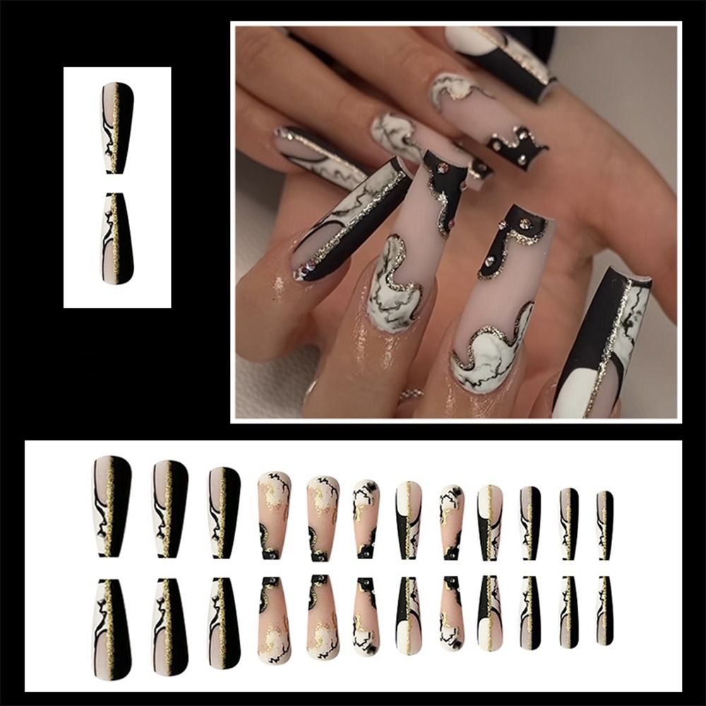 Long Coffin False Nails - Orchid Unique