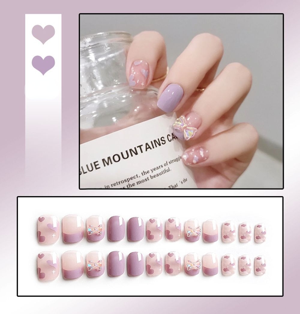 Sweet Short Round/Square Head False Nail Art - Orchid Unique