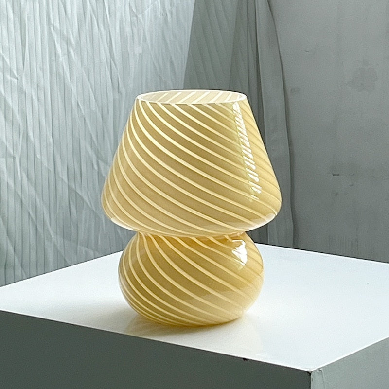 Striped Mushroom Glass LED Desk Lamp - Orchid Unique
