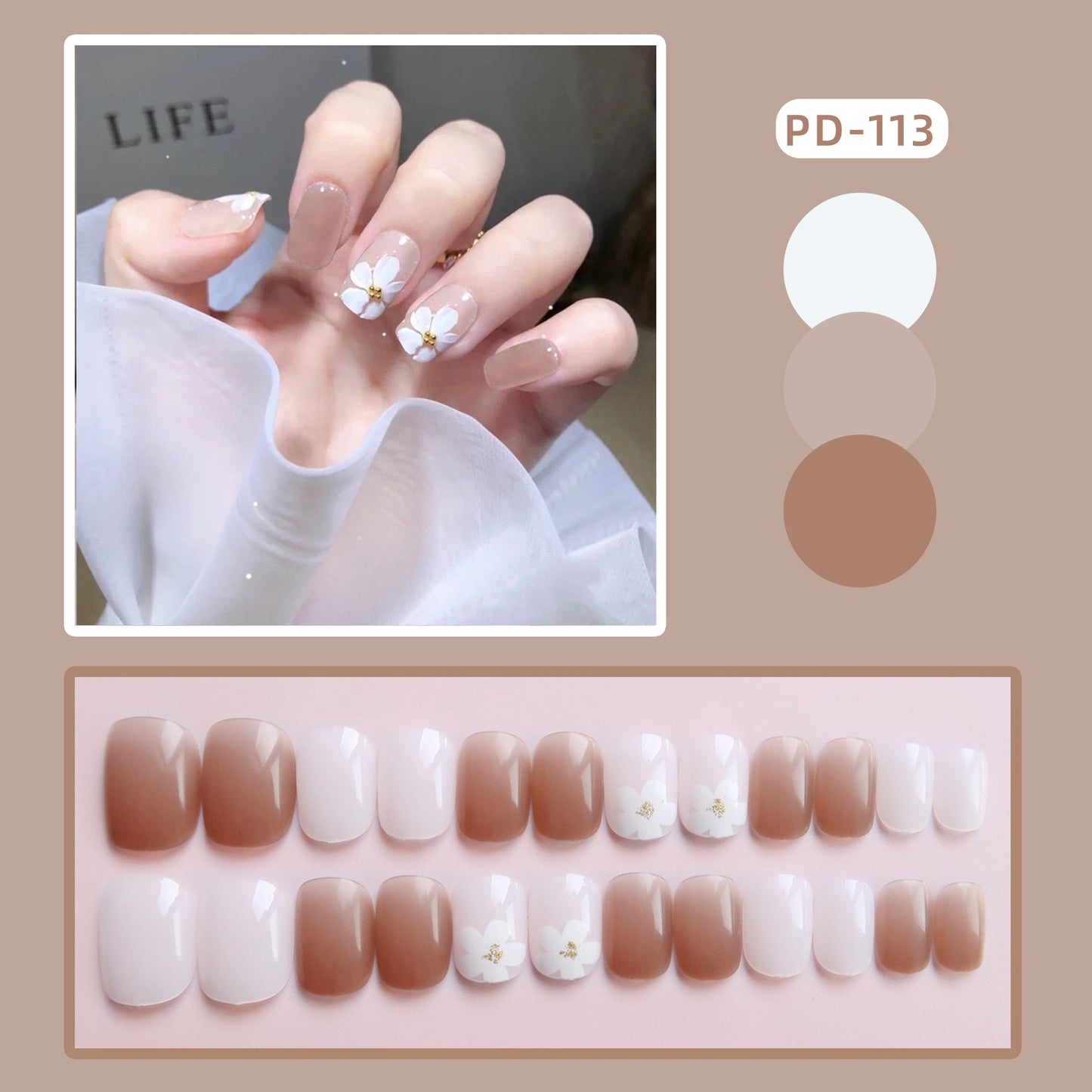 Short Wear Tips Nail False Patch - Orchid Unique