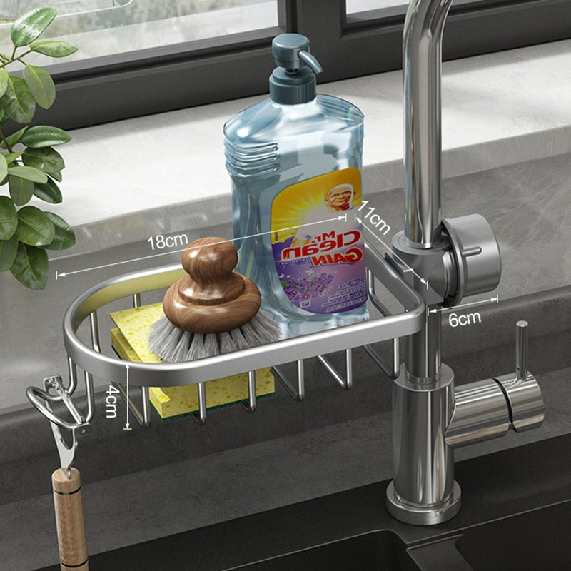 Aluminum Sink Drain Rack & Sponge Storage - Orchid Unique