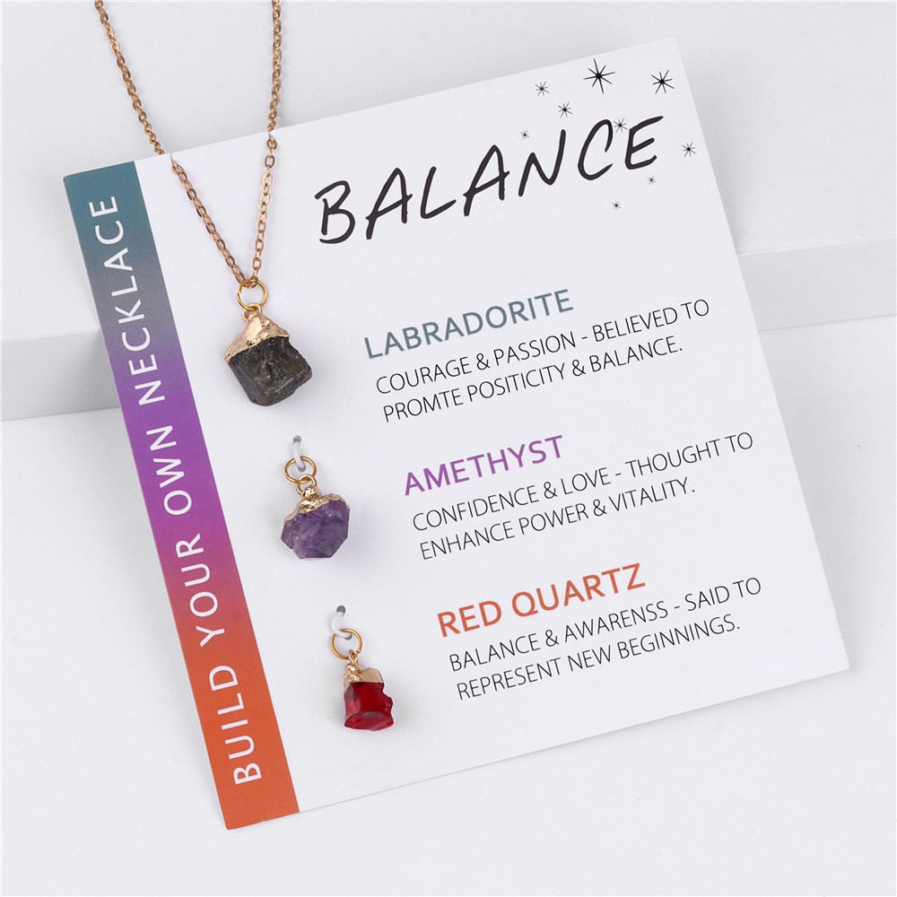 Irregular Mineral Stone Charm Necklace - Orchid Unique