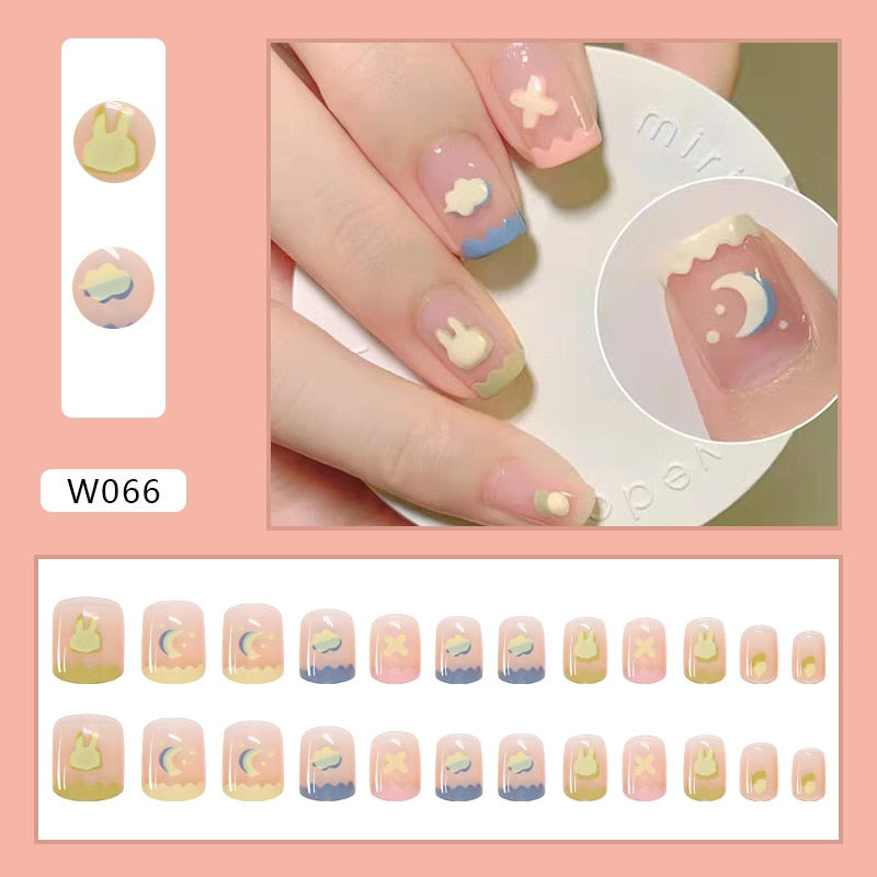 Sweet Short Round/Square Head False Nail Art - Orchid Unique
