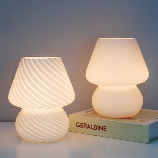 Striped Mushroom Glass LED Desk Lamp - Orchid Unique