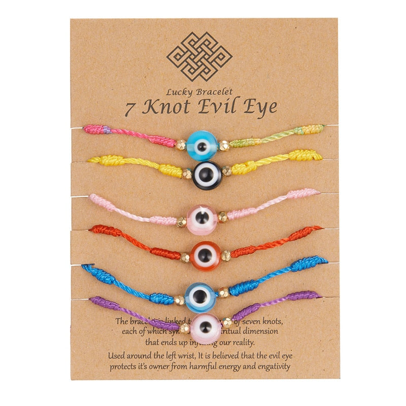 6Pcs Handmade Turkish Lucky Evil Eye Bracelets - Orchid Unique