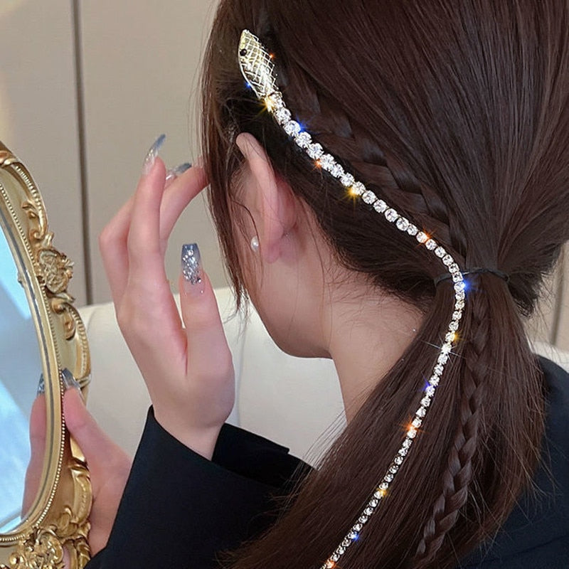 Full Rhinestone Snake Hair Band - Orchid Unique