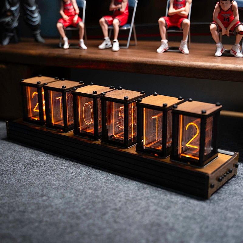 Luxury Nixie Glow Tube Clock Wood - Orchid Unique
