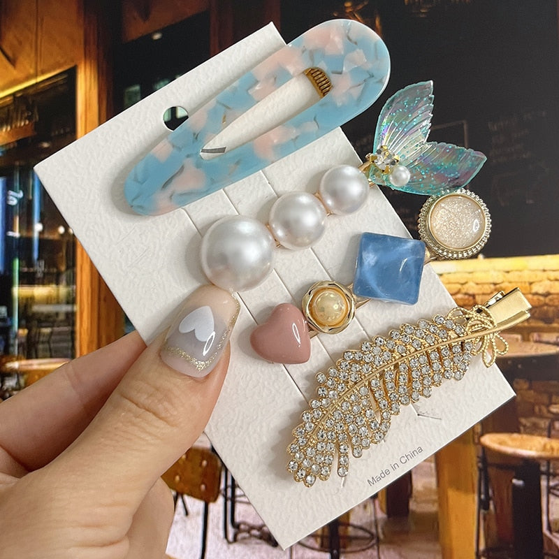 Fashion Pearl Acrylic Hair Clips - Orchid Unique