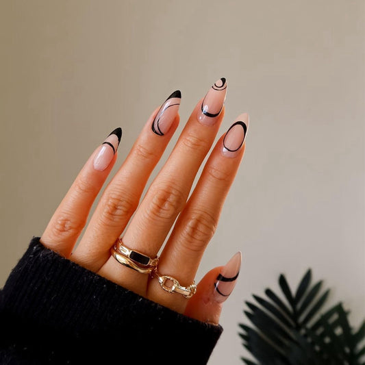 Almond Round Wavy False Nails - Orchid Unique