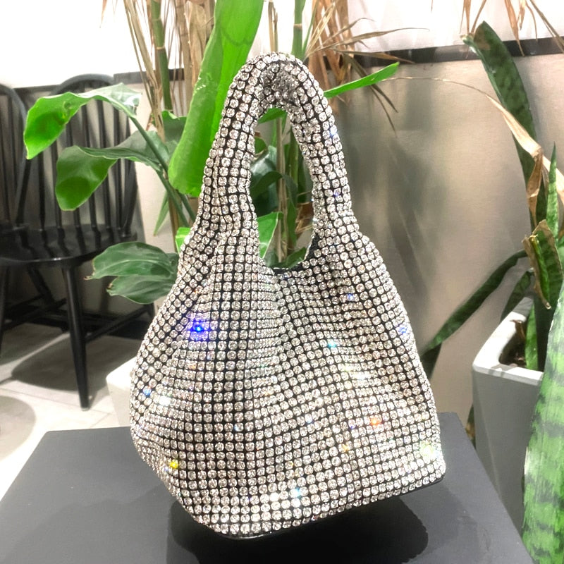 Shiny Crystal Clutch purse bucket Shoulder bag rhinestone Handmade purses and handbags luxury Designer Evening clutch Bag Purse - Orchid Unique