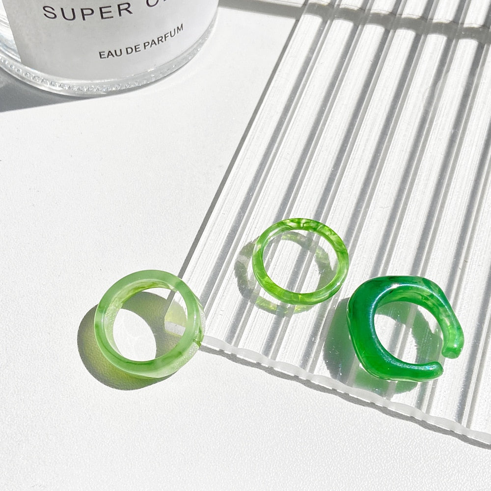 4Pcs/Set Colorful Sweet Acrylic Rings - Orchid Unique