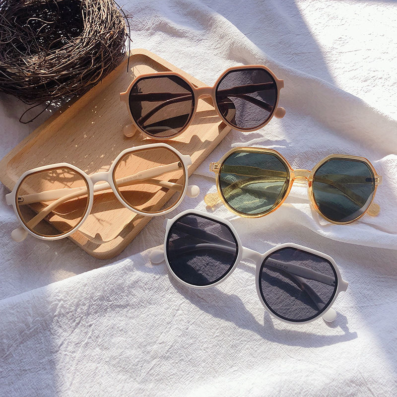 OLOEY Fashion Style All-match Trend Sunglasses Personalized Round Frame Sunglasses Ins Trend Candy Color Big Frame Sunglasses - Orchid Unique