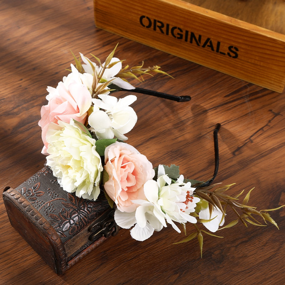 Haimeikang Colorful Flower Headband Fabric Princess Headdresses Girls Bride Headband Women Beach Wedding Hair Accessories - Orchid Unique