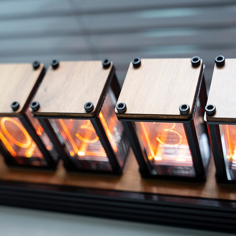 Luxury Nixie Glow Tube Clock Wood - Orchid Unique