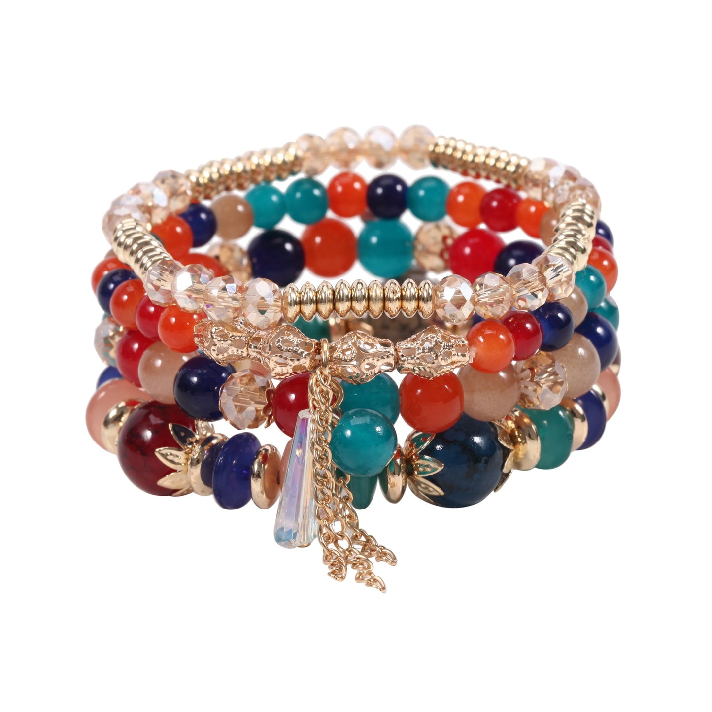 4 Pcs Set of Beaded Crystal Bracelet - Orchid Unique