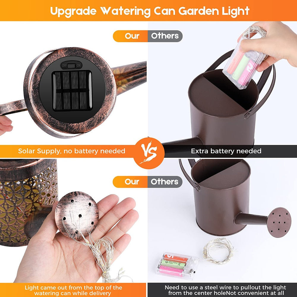 Solar Watering Can Light Hanging - Orchid Unique