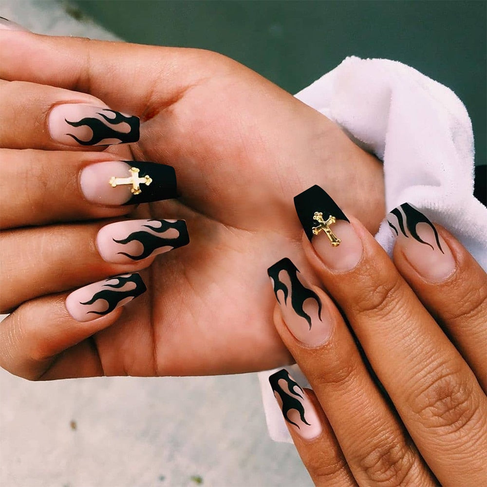 Ballet French Coffin False Nails - Orchid Unique