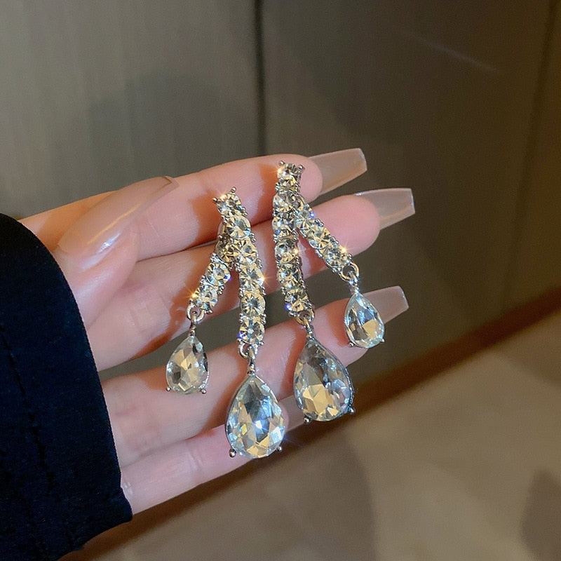 Crystal  Flower Pendant Earrings - Orchid Unique