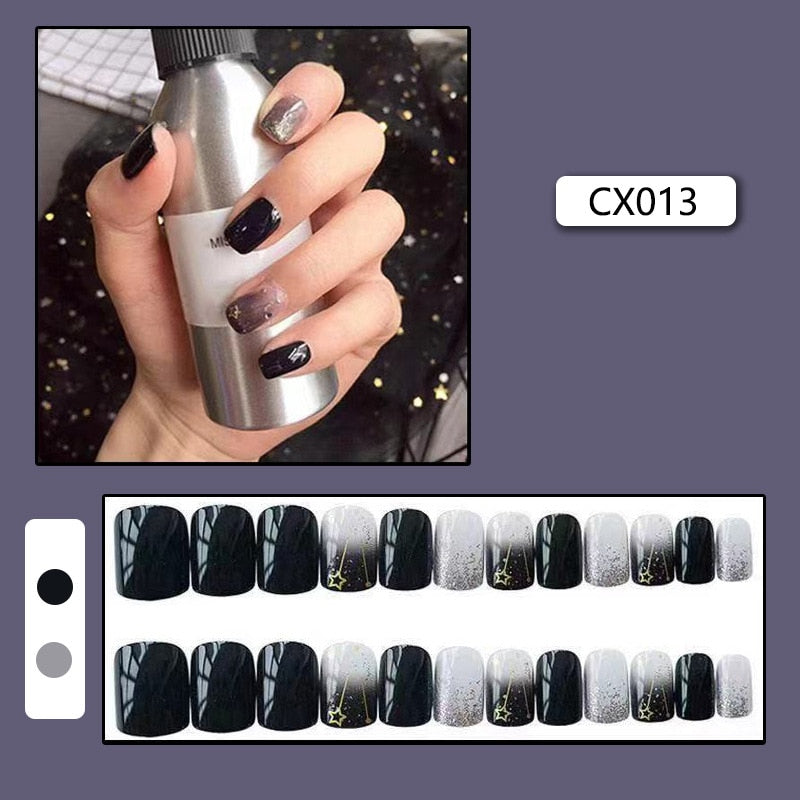 Short Reusable Fake Nails Press on - Orchid Unique