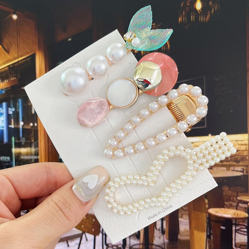 Fashion Pearl Acrylic Hair Clips - Orchid Unique