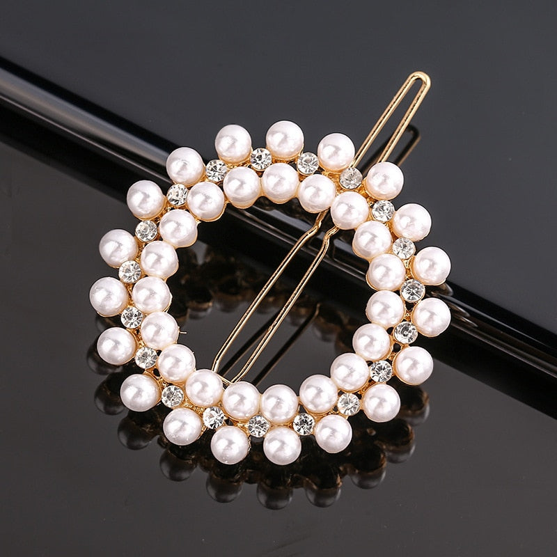 Fashion Pearl Hair Clip Women Girls Elegant Design Triangular Star Round Hairpin Barrette Hair Pins Ponytail Hair Accessories - Orchid Unique