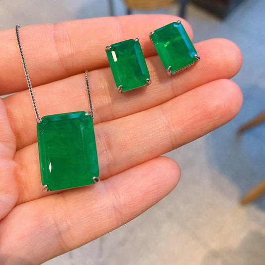 Vintage Emerald Earrings Pendant Necklace - Orchid Unique