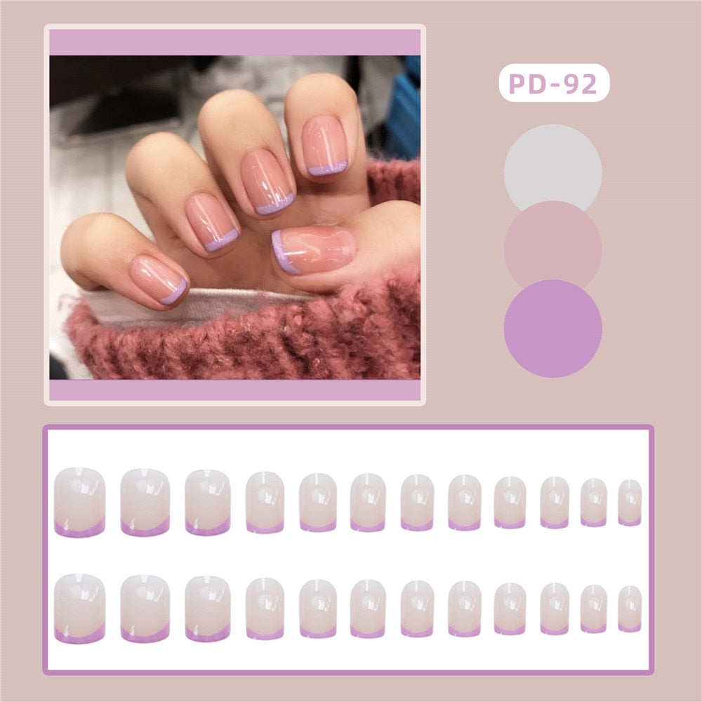 Short Wear Tips Nail False Patch - Orchid Unique
