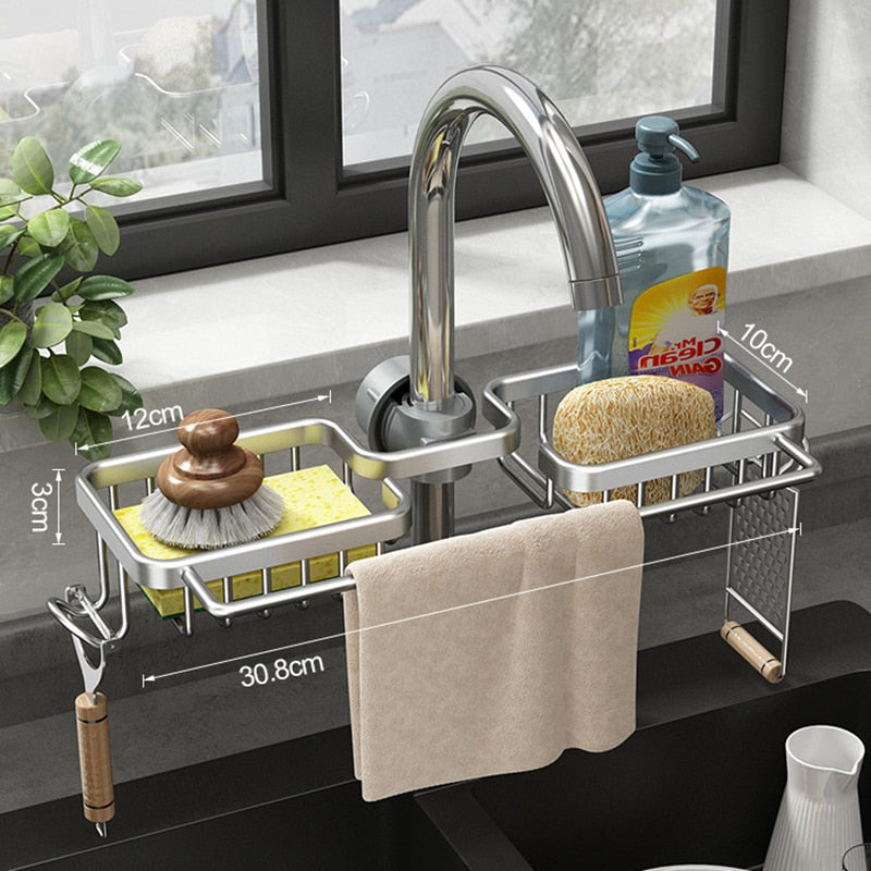 Aluminum Sink Drain Rack & Sponge Storage - Orchid Unique