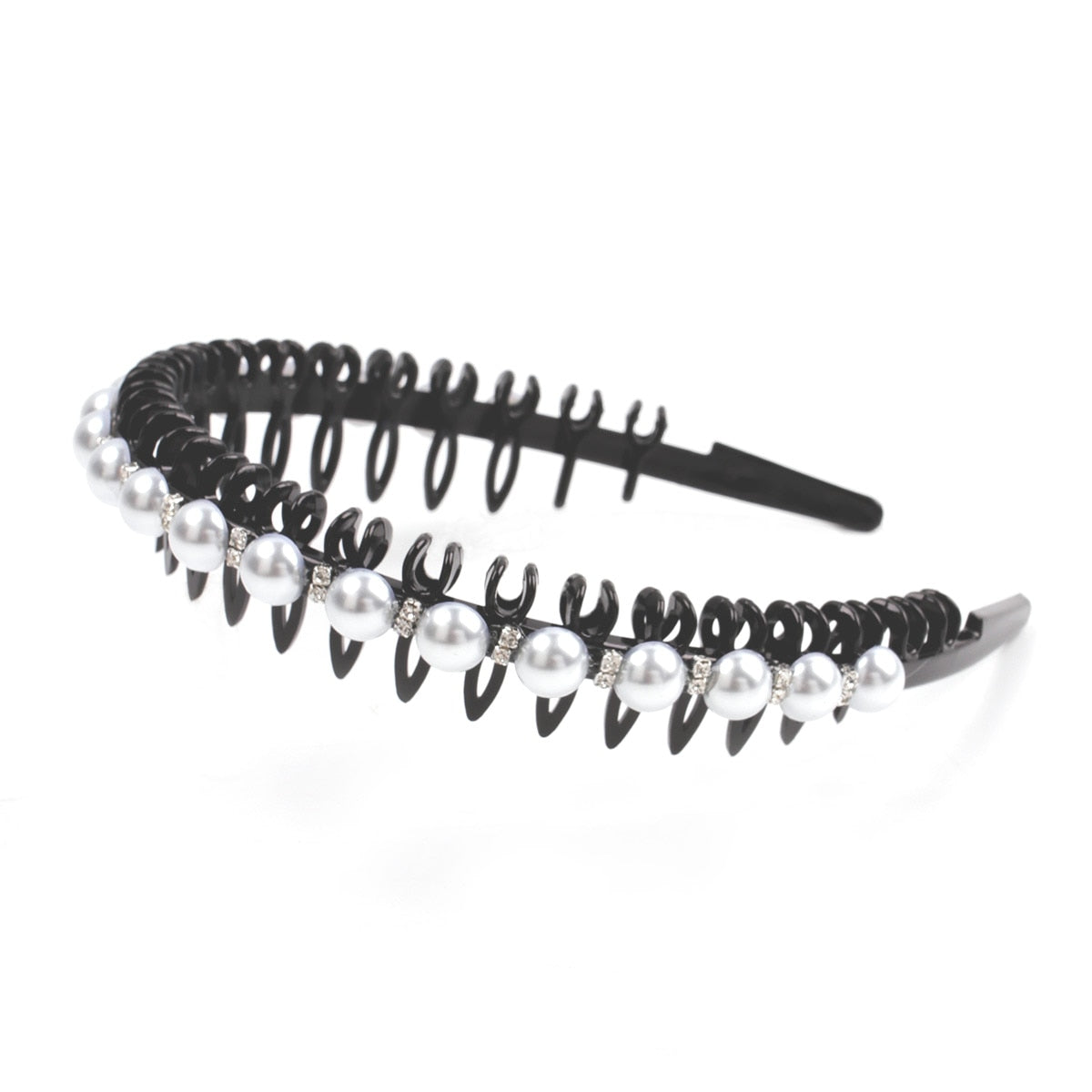 Fashion Pearl Non-Slip Rhinestone Hairbands Elastic Flower Women Hair Hoop Bands Headband Bezel Girls Hair Accessories Headdress - Orchid Unique